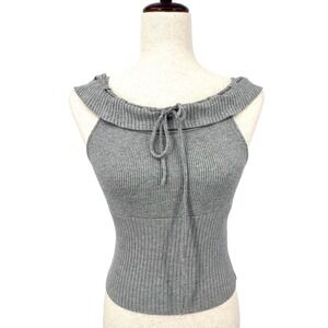 URBAN OUTFITTERS Kimchi Blue Women's Small Gray Ribbed Sleeveless Knit Crop Top
